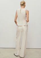 Wide Leg Denim Trousers With Belt