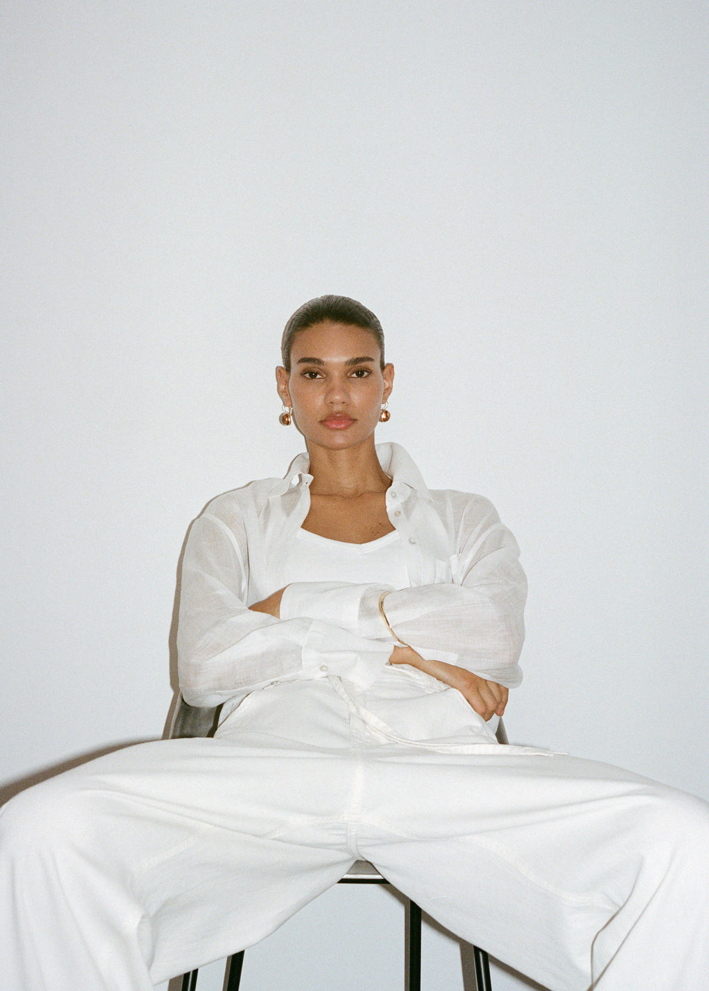 Wide Leg Denim Trousers With Belt