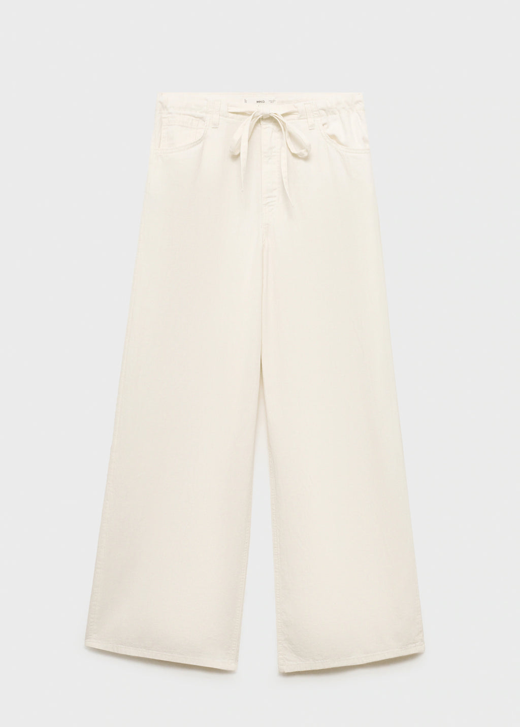 Wide Leg Denim Trousers With Belt