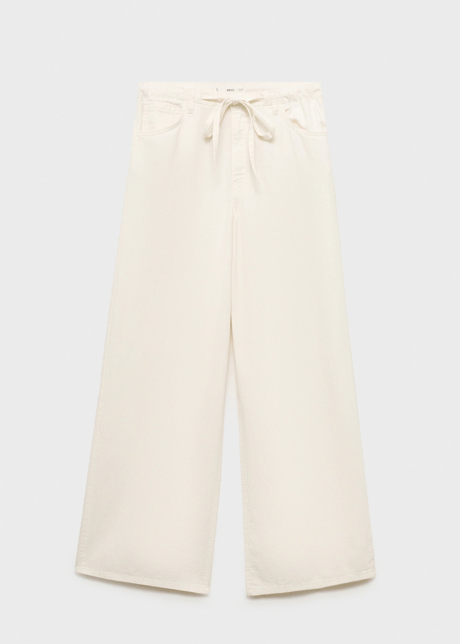 Wide Leg Denim Trousers With Belt