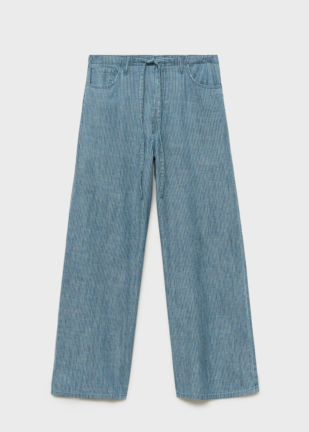 Wide Leg Denim Trousers With Belt