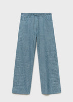 Wide Leg Denim Trousers With Belt