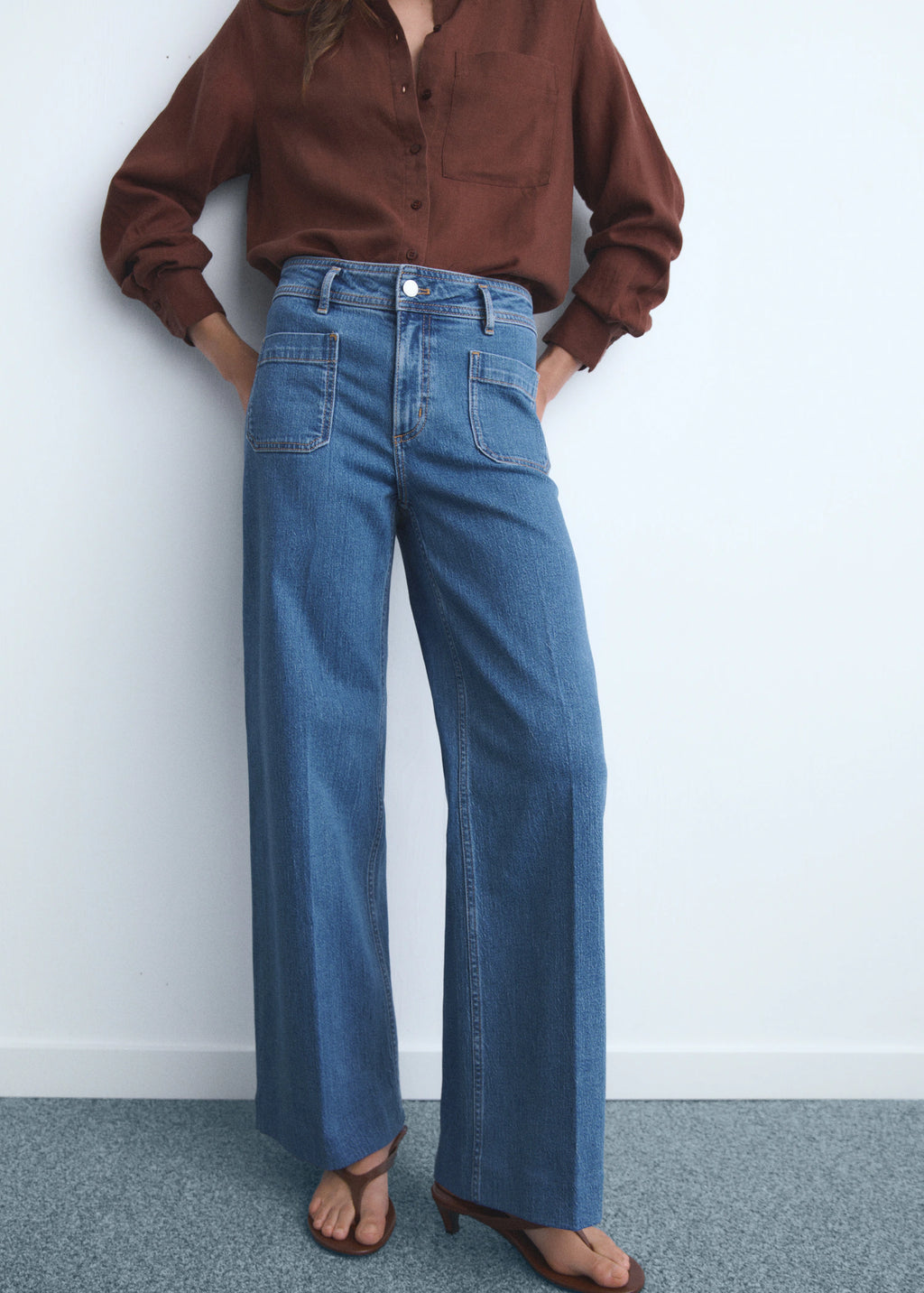 Wide Leg Jeans With Pockets