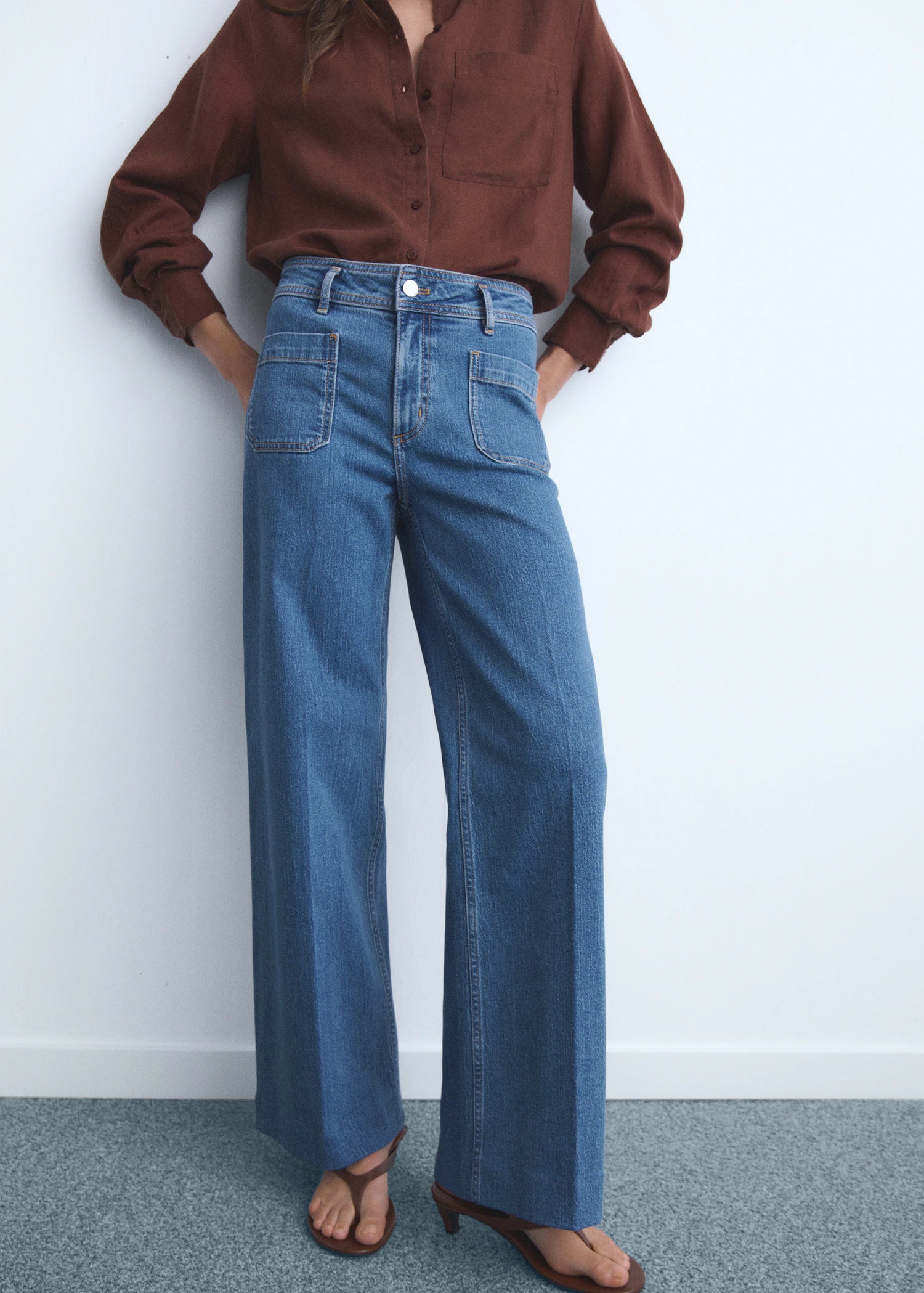 Wide Leg Jeans With Pockets