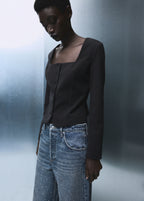 Wide Leg Jeans With Rhinestones