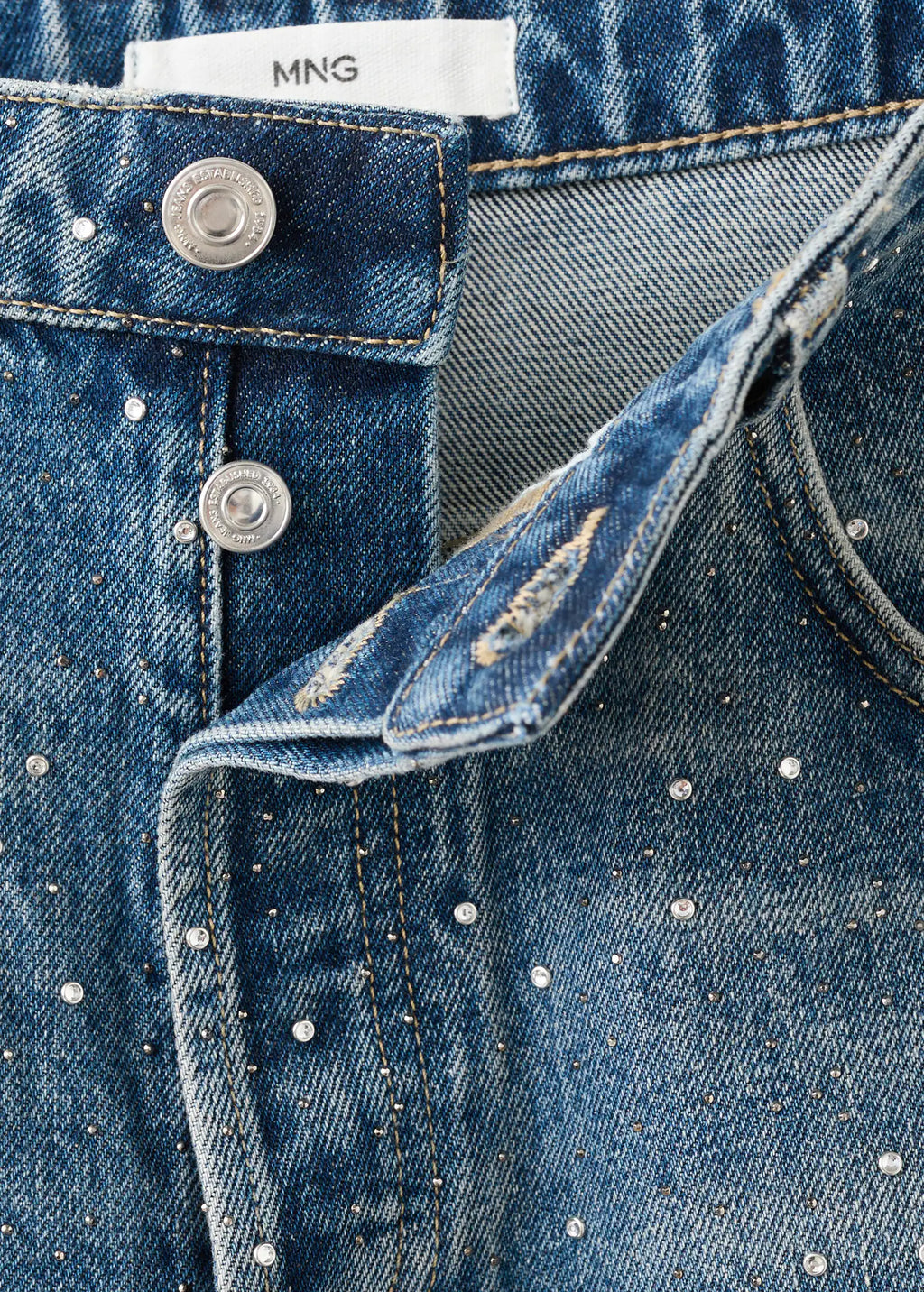 Wide Leg Jeans With Rhinestones