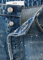 Wide Leg Jeans With Rhinestones