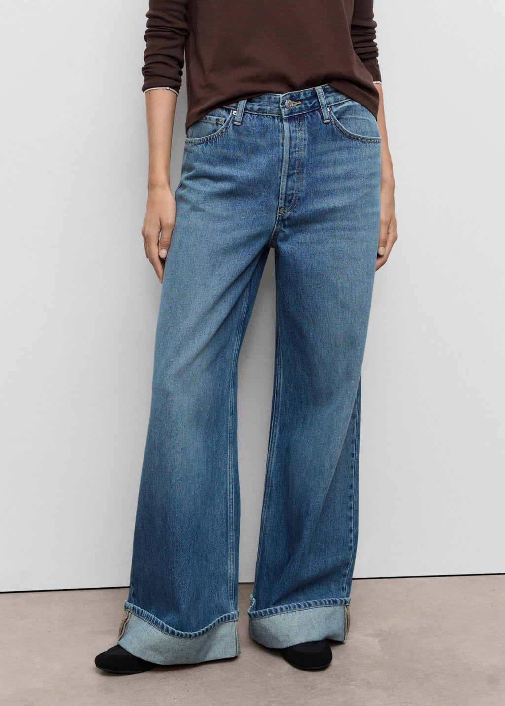 Wide Leg Jeans With Turn Up Hem