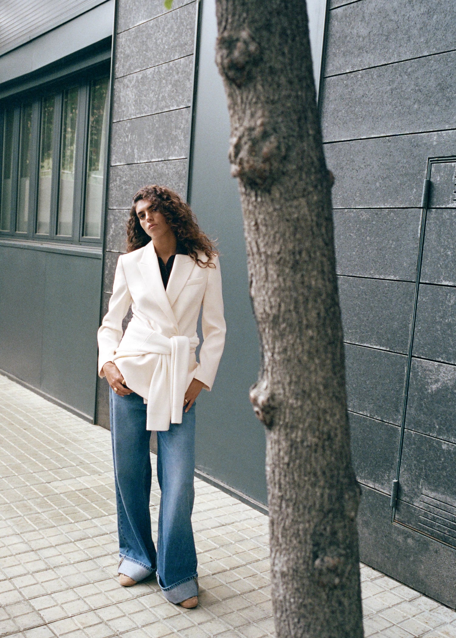 Wide Leg Jeans With Turn Up Hem