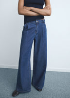 Wide Leg Pleated Jeans