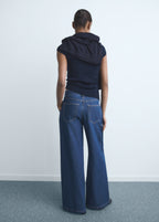 Wide Leg Pleated Jeans