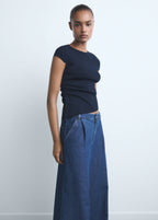 Wide Leg Pleated Jeans