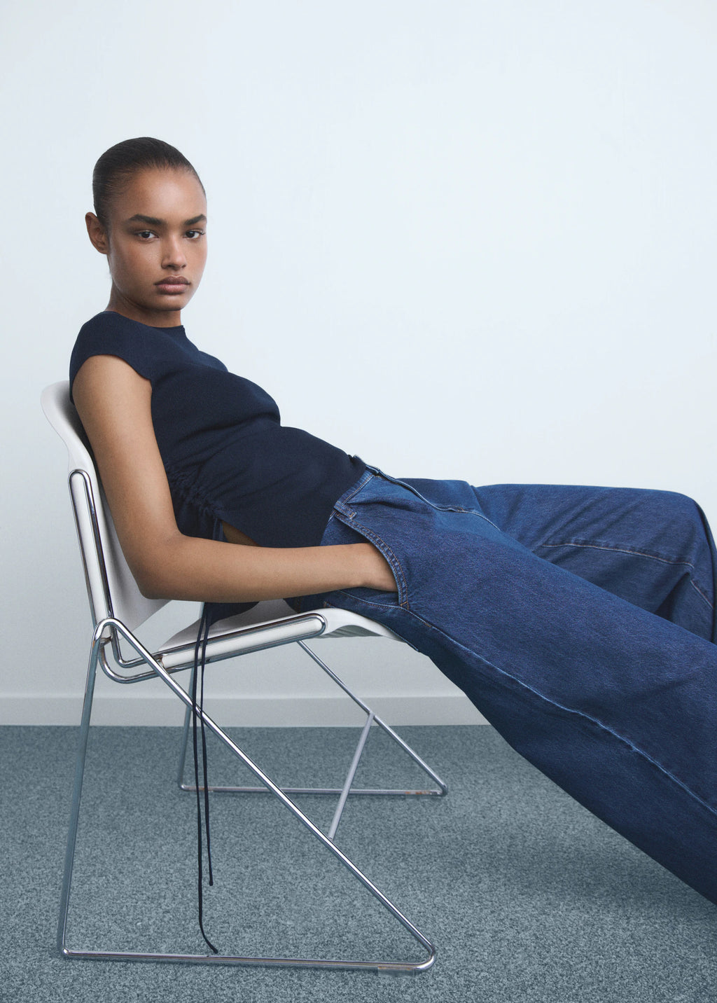 Wide Leg Pleated Jeans