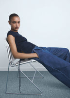 Wide Leg Pleated Jeans