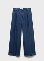 Wide Leg Pleated Jeans