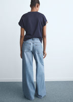 Wide Leg Pleated Jeans