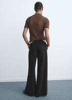 Wide Leg Pleated Jeans