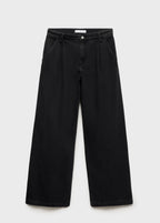 Wide Leg Pleated Jeans