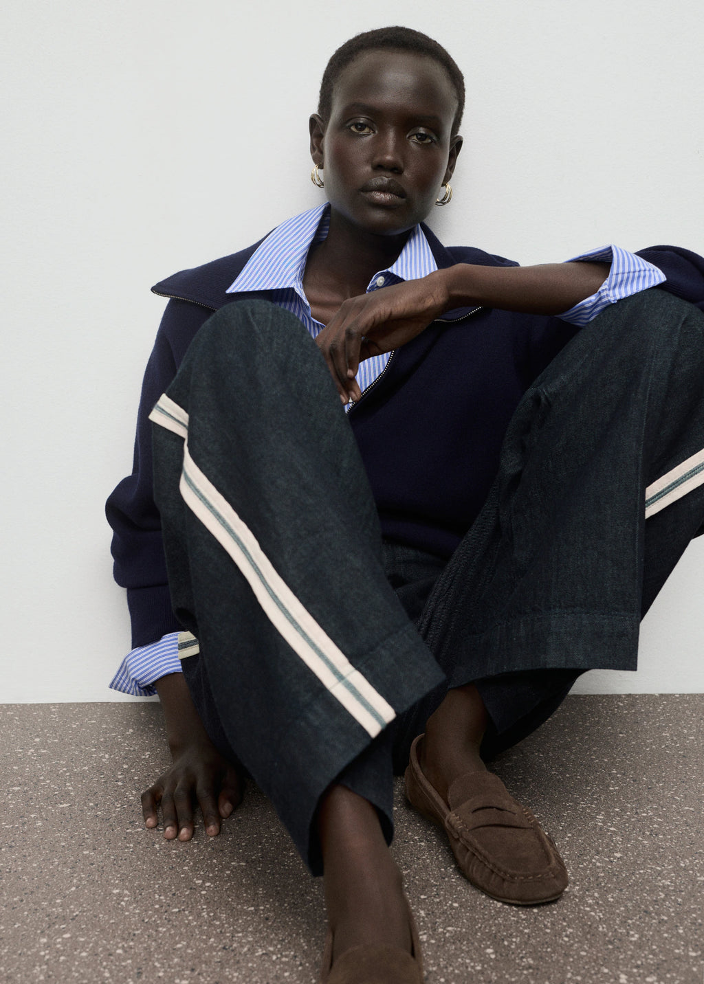 Wide Leg Striped Jeans