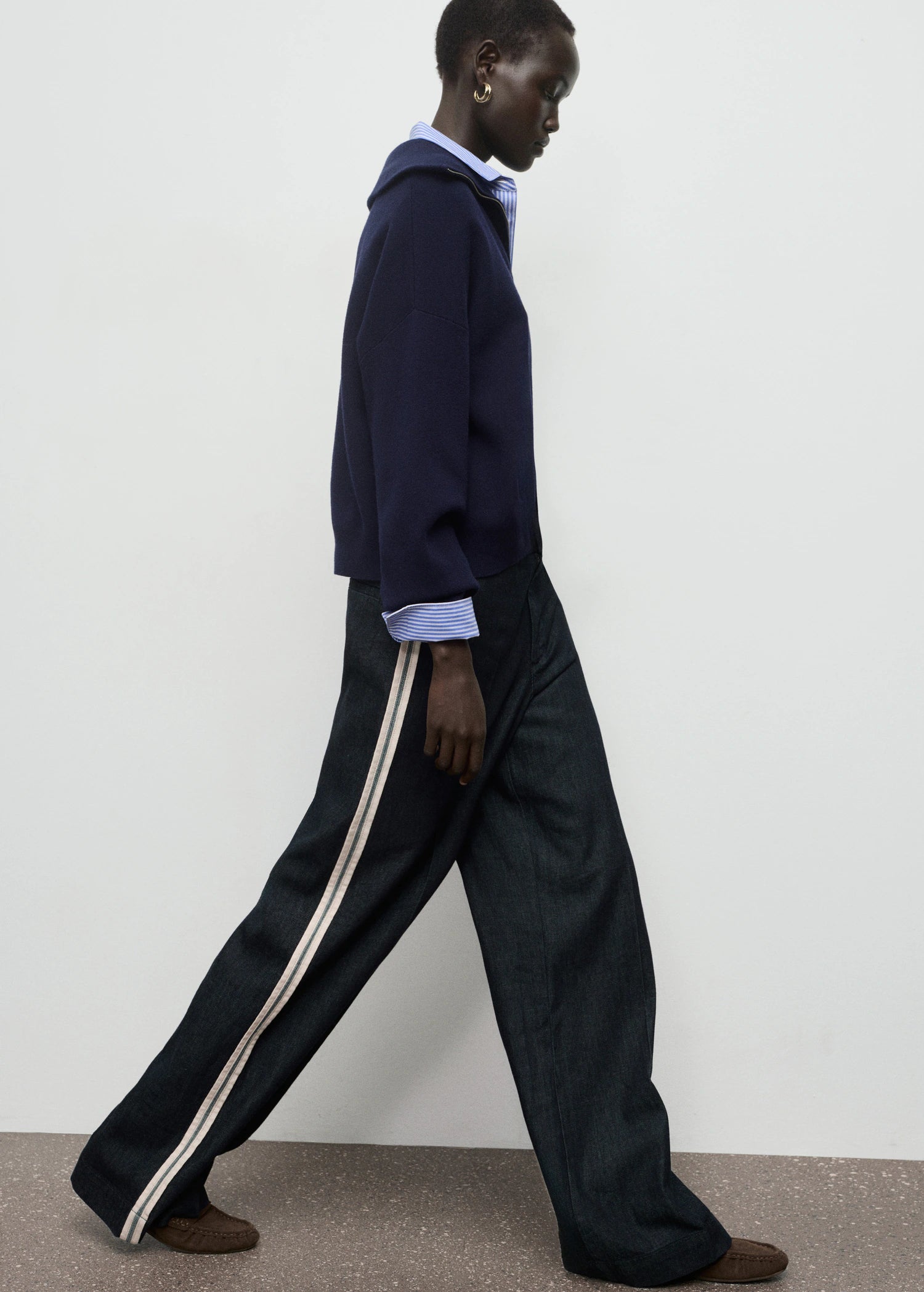 Wide Leg Striped Jeans