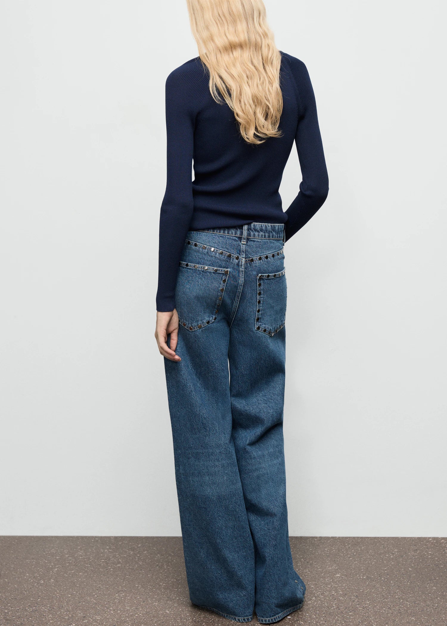 Wide Leg Studded Jeans