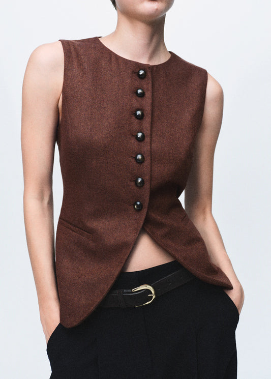 Wool Blend Gilet With Buttons