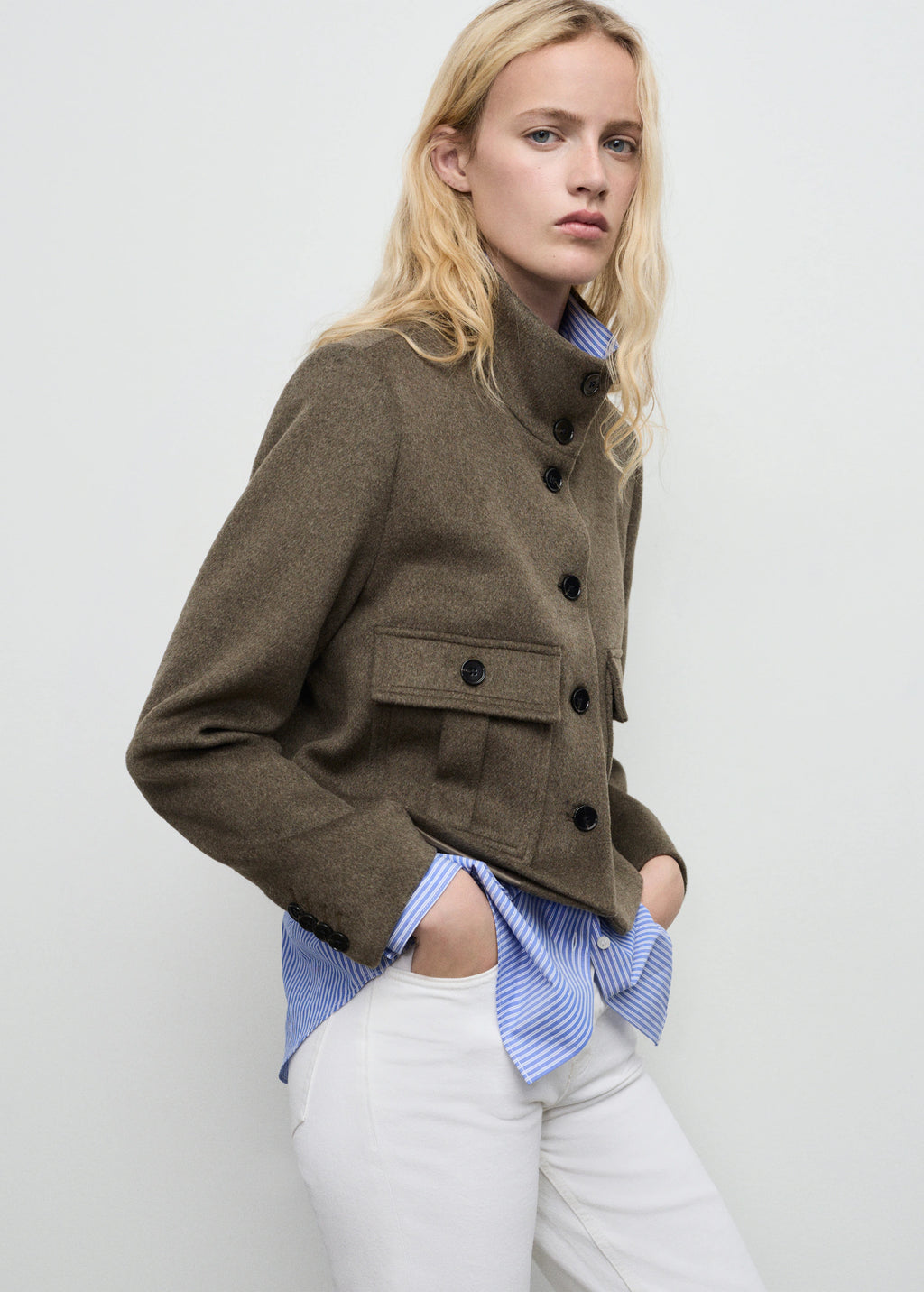 Wool Blend Jacket With Pockets