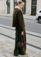 Wool Blend Jacket With Removable Shearling Collar