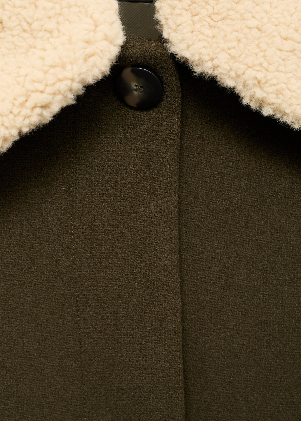 Wool Blend Jacket With Removable Shearling Collar