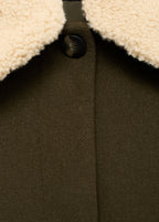 Wool Blend Jacket With Removable Shearling Collar