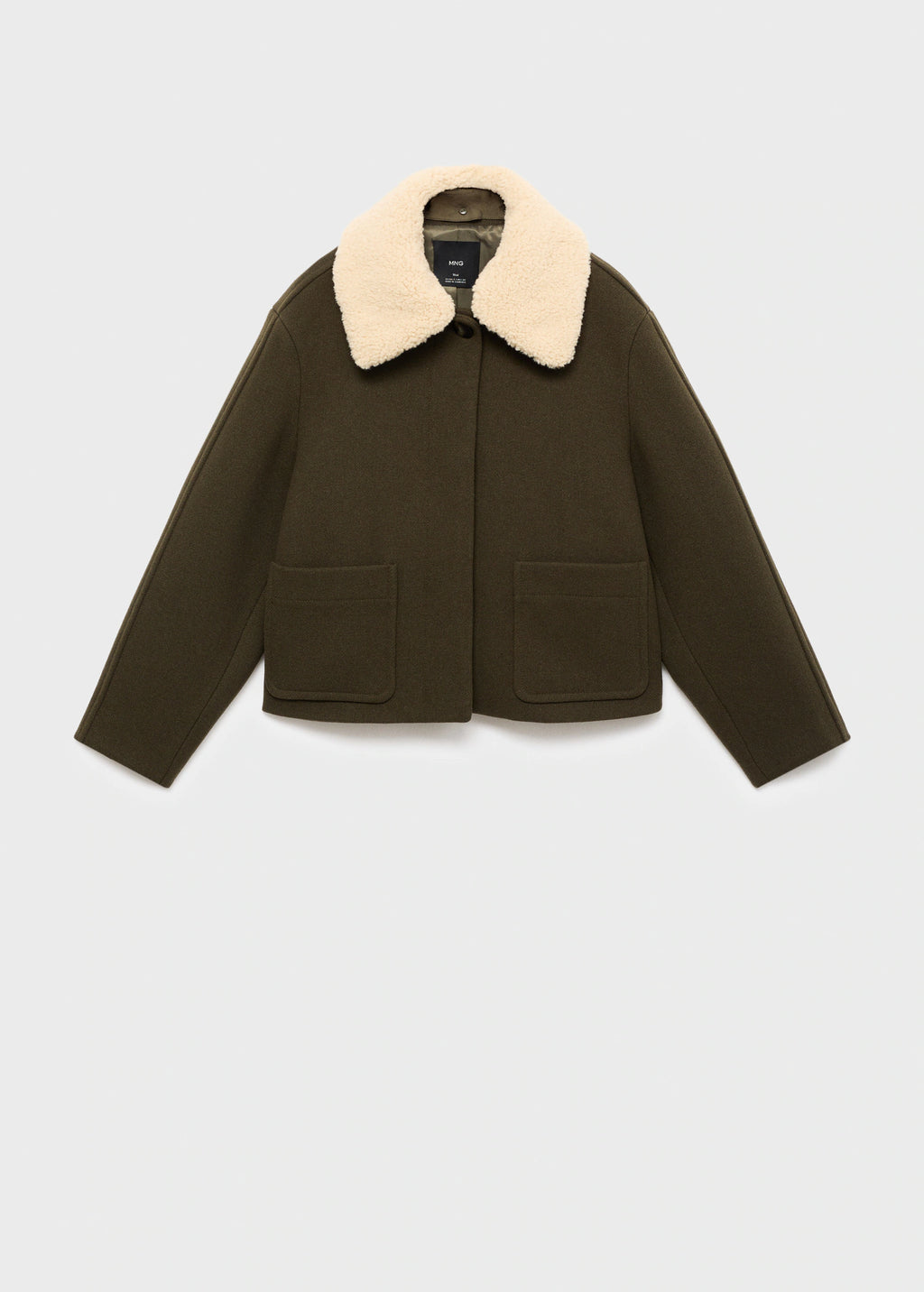 Wool Blend Jacket With Removable Shearling Collar