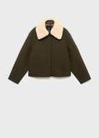 Wool Blend Jacket With Removable Shearling Collar