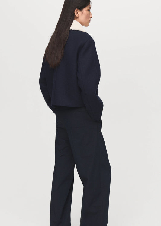 Wool Blend Jacket With Shearling Collar