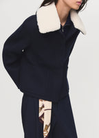 Wool Blend Jacket With Shearling Collar