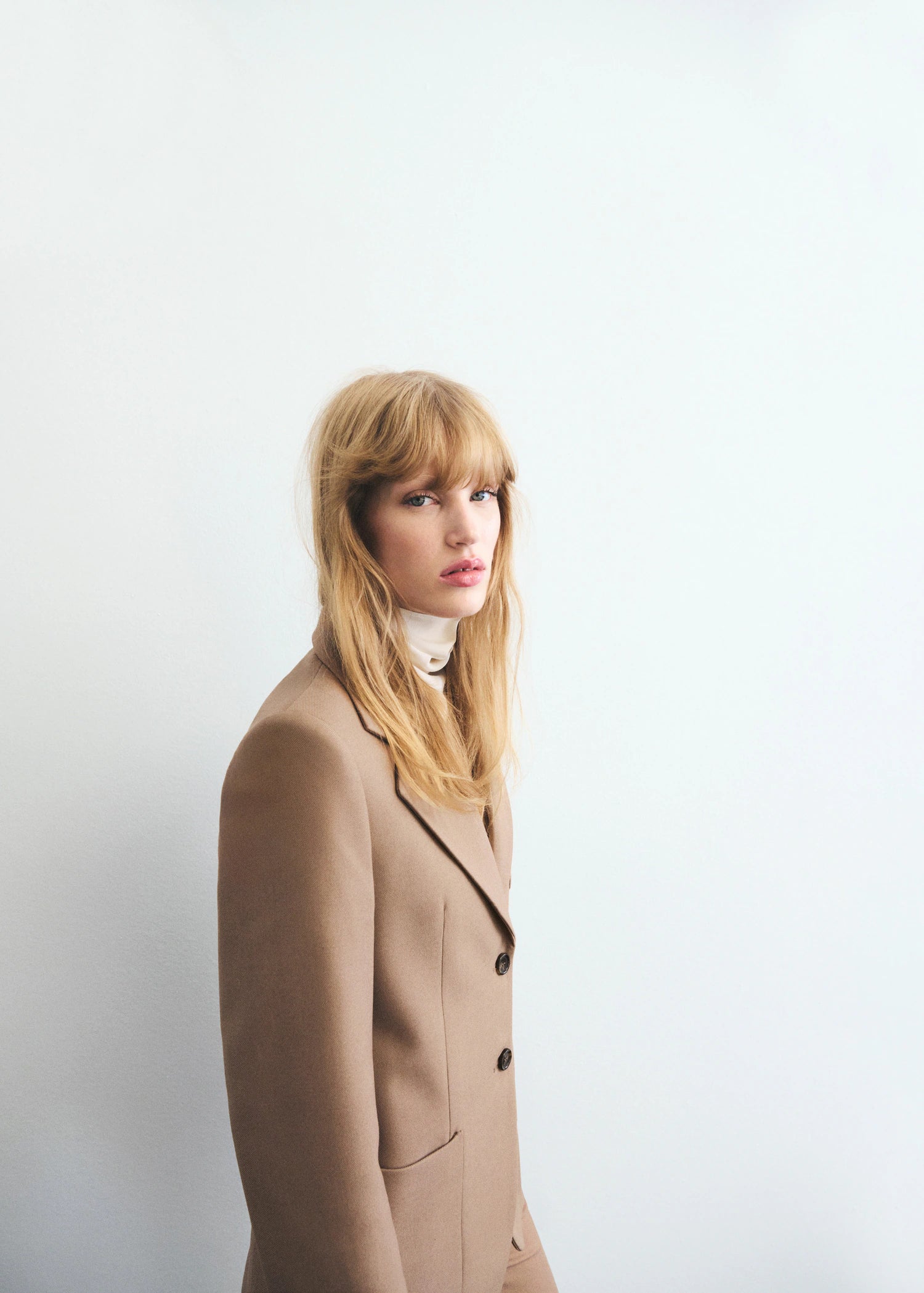 Wool Blend Suit Jacket With Pockets