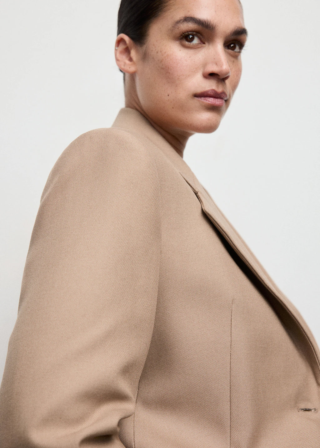 Wool Blend Suit Jacket With Pockets