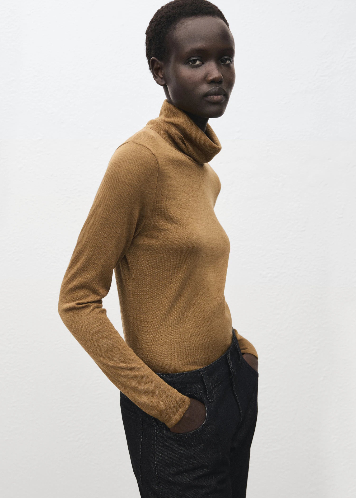 Wool Blend Turtleneck Sweater