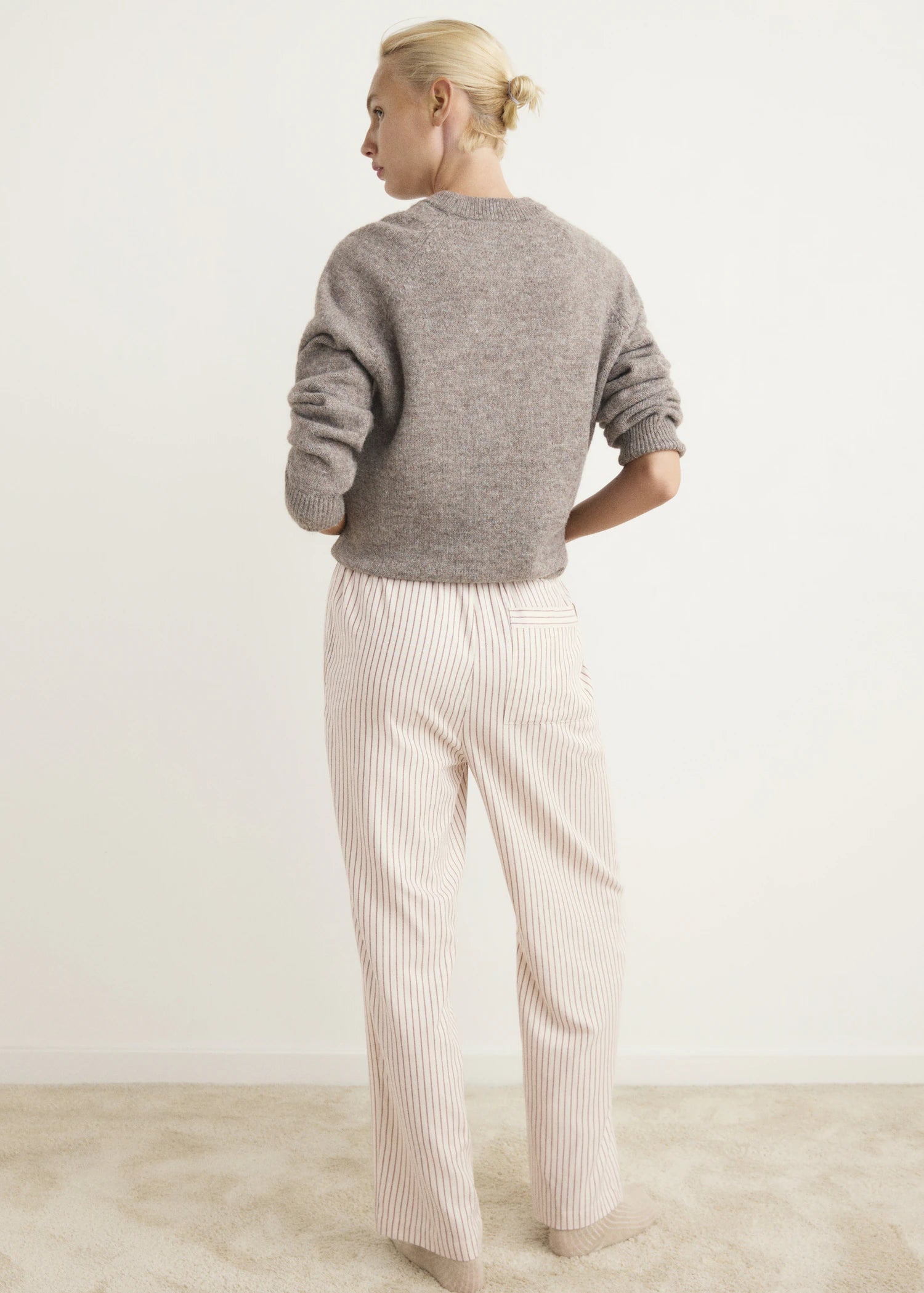Woven Striped Flannel Trousers