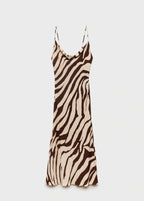 Zebra Print Dress With Draped Neckline