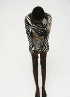 Zebra Print Dress With Flared Sleeves