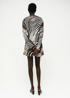Zebra Print Dress With Flared Sleeves
