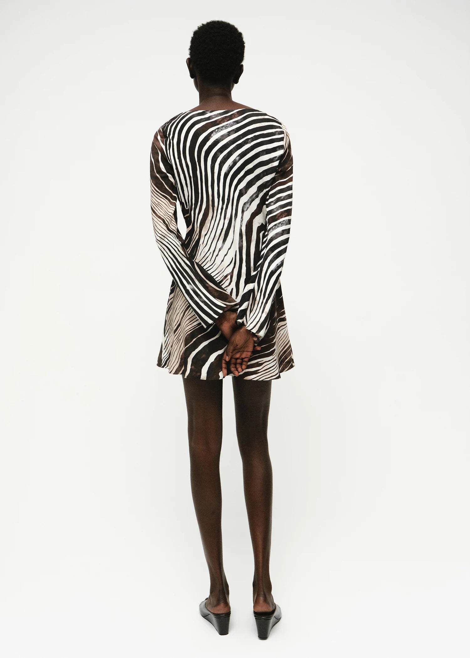 Zebra Print Dress With Flared Sleeves