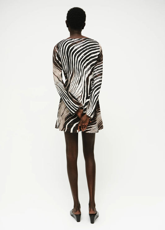 Zebra Print Dress With Flared Sleeves