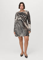 Zebra Print Dress With Flared Sleeves