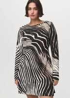 Zebra Print Dress With Flared Sleeves