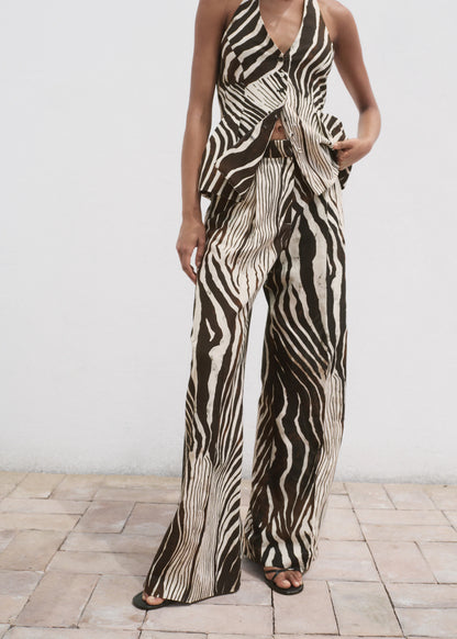 Zebra Print Linen Trousers