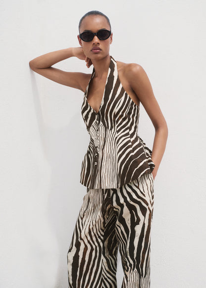 Zebra Print Linen Trousers