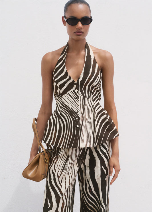 Zebra Print Linen Waistcoat