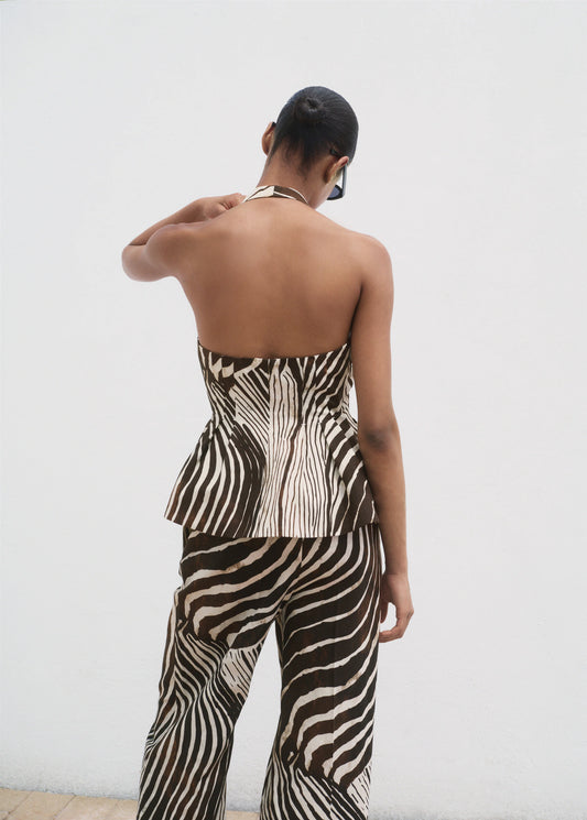 Zebra Print Linen Waistcoat